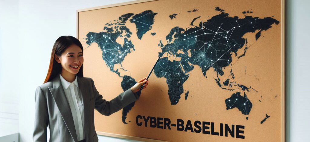 Image is illustrating the cyber baseline in business outside the UK